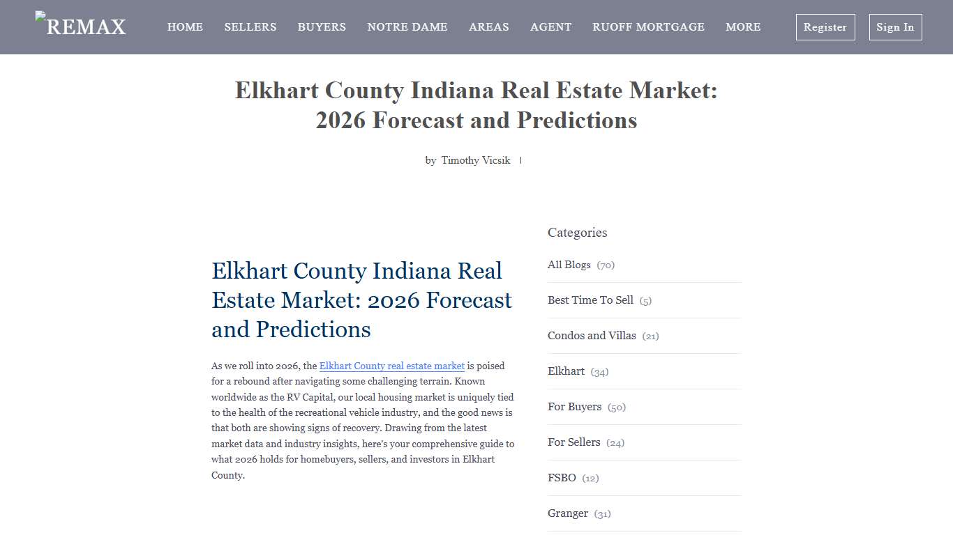 Elkhart County Indiana Real Estate Market Forecast 2026 | RV Capita...